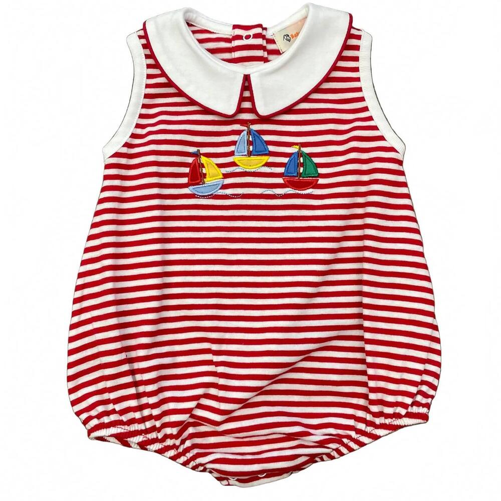NEW LUIGI KIDS kid's sailboats applique bubble in red